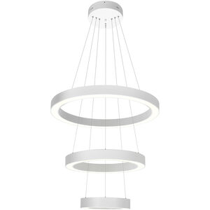 Ringer LED 28 inch White Chandelier Ceiling Light, 3 Tier