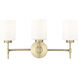 Keylee 3 Light 22 inch Vintage Brass Bathroom Vanity Light Wall Light