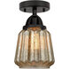 Nouveau 2 Chatham LED 6 inch Matte Black Semi-Flush Mount Ceiling Light in Mercury Glass