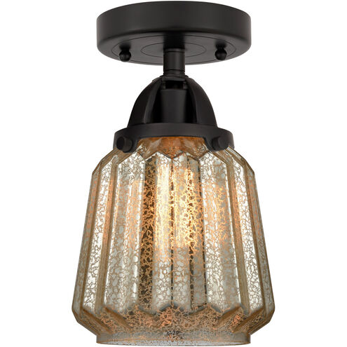 Nouveau 2 Chatham LED 6 inch Matte Black Semi-Flush Mount Ceiling Light in Mercury Glass