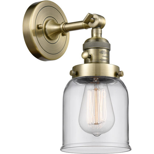 Franklin Restoration Small Bell 1 Light 5 inch Antique Brass Sconce Wall Light in Clear Glass, Franklin Restoration