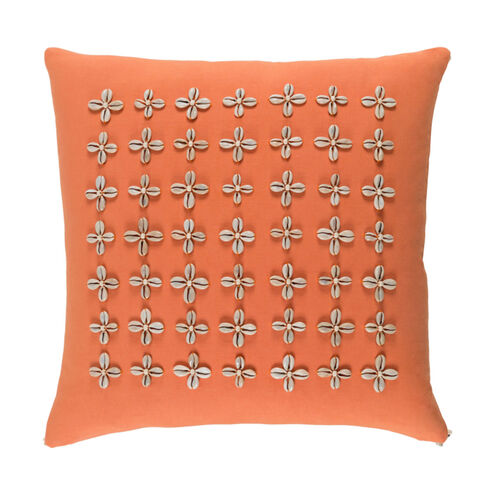Lelei 22 X 22 inch Coral and Cream Pillow