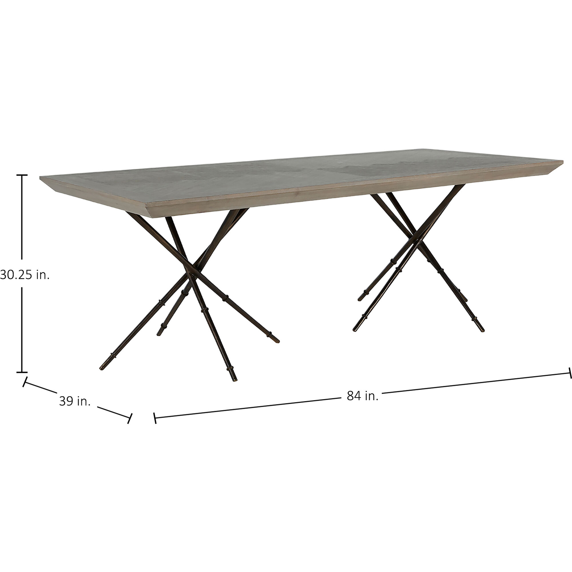 Davenport 84 X 39 inch Cerused Natural Gray and Antique Bronze Dining Table
