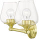 Willow 2 Light 15 inch Satin Brass Vanity Sconce Wall Light