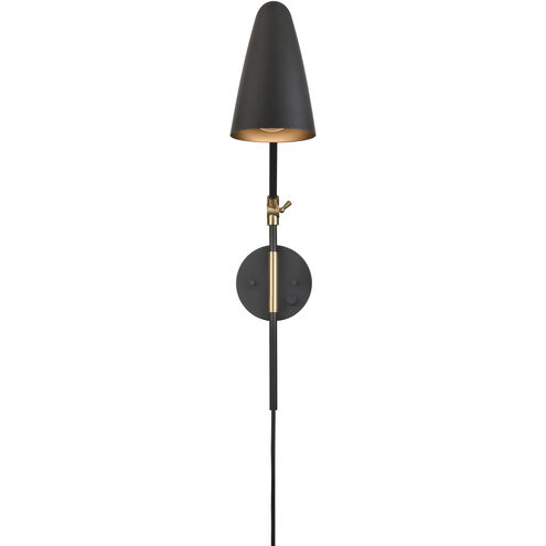 Stanley 17.75 inch 60.00 watt Matte Black and Brushed Gold Swingarm Sconce Wall Light