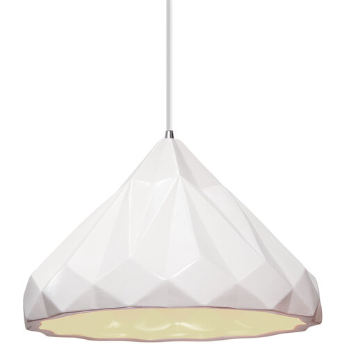 Radiance Collection LED 12 inch Polished Chrome and Gloss White and White Pendant Ceiling Light