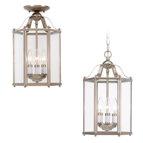 Bretton 3 Light 9.5 inch Brushed Nickel Convertible Pendant Semi-Flush Ceiling Light