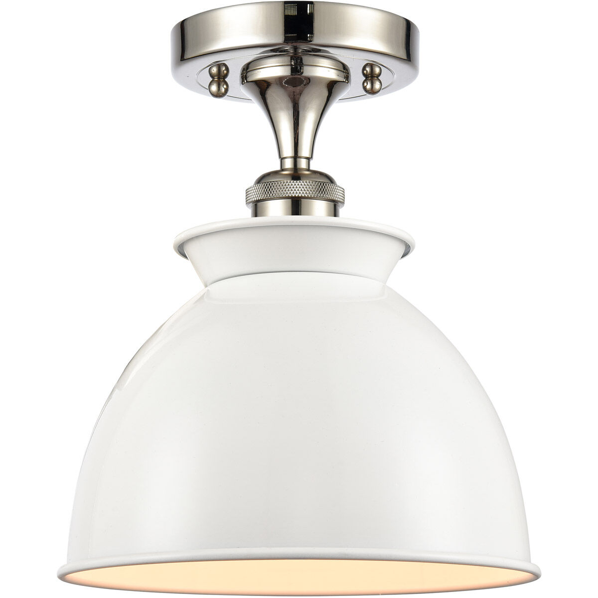 Ballston Adirondack 1 Light 9 inch Matte Black Semi-Flush Mount Ceiling Light in Incandescent, Glossy White, Ballston