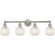 Edison White Mouchette 4 Light 33 inch Brushed Satin Nickel Bath Vanity Light Wall Light