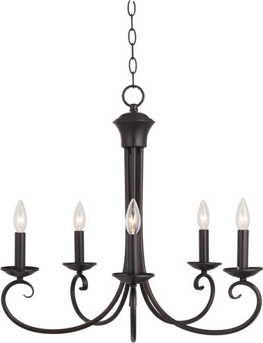 Loft 5 Light 25 inch Oil Rubbed Bronze Single Tier Chandelier Ceiling Light in Candelabra Base Incandescent