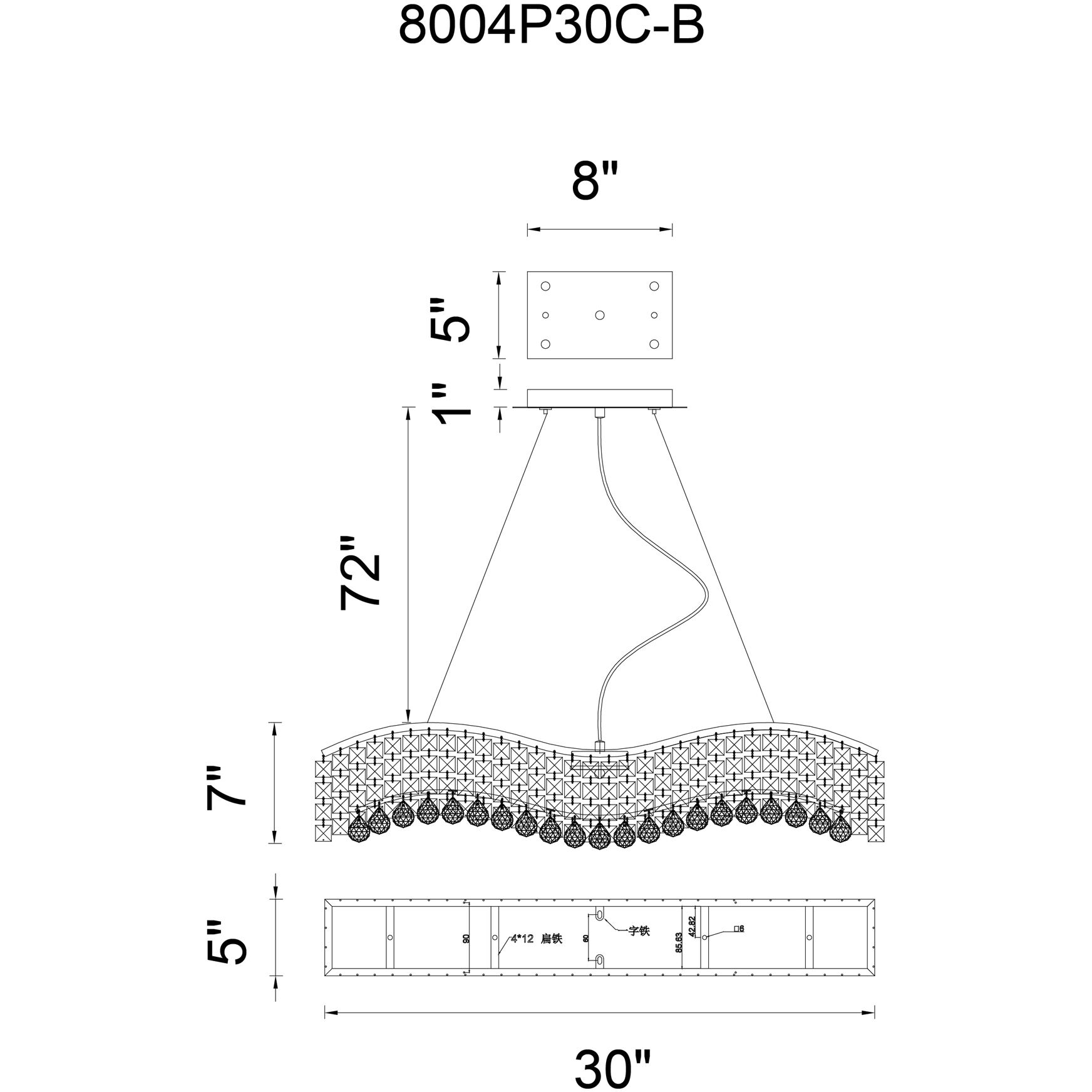 Glamorous 5 Light 30 inch Chrome Island/Pool Table Light Ceiling Light