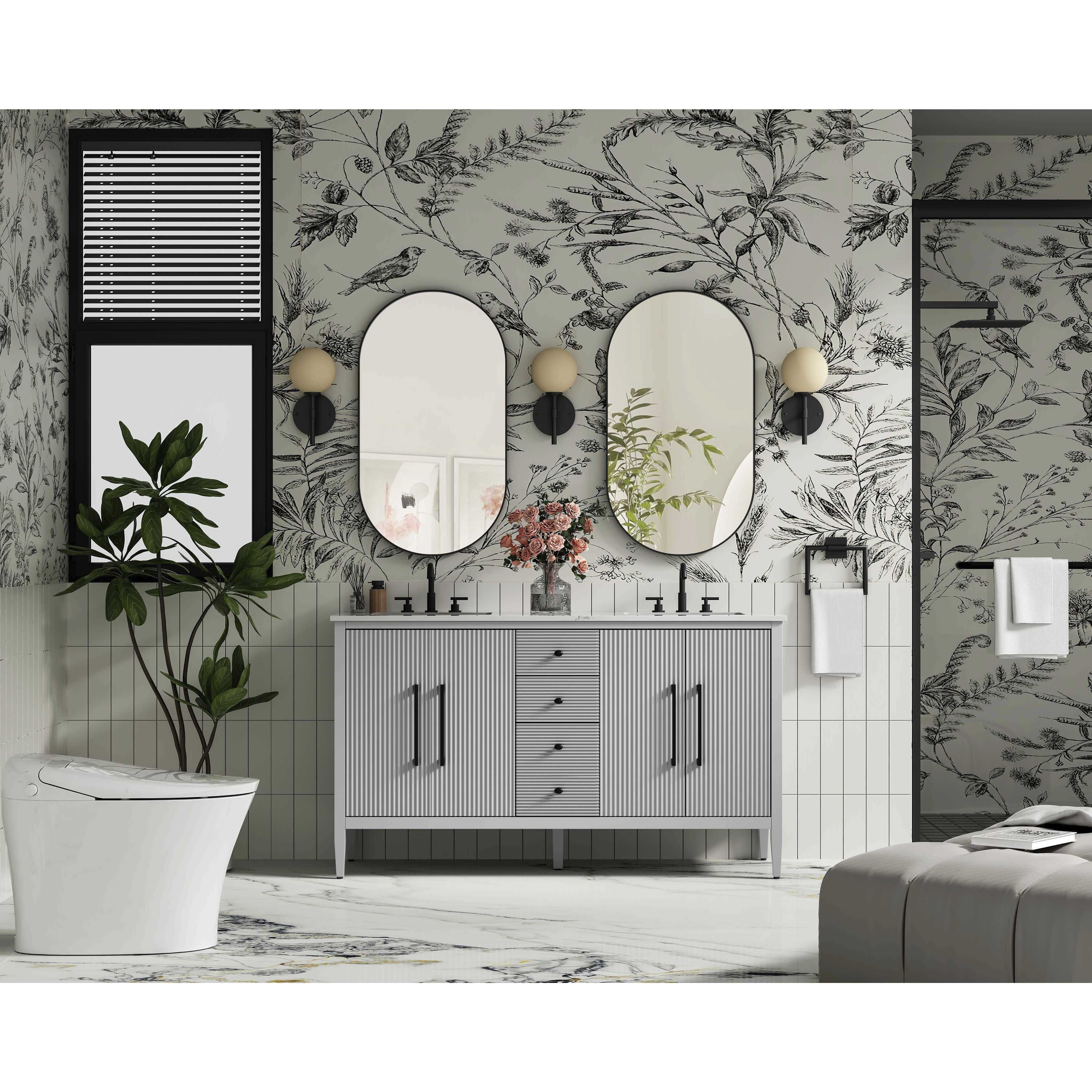 Blakely 60 X 34 inch Grey Bathroom Vanity Cabinet