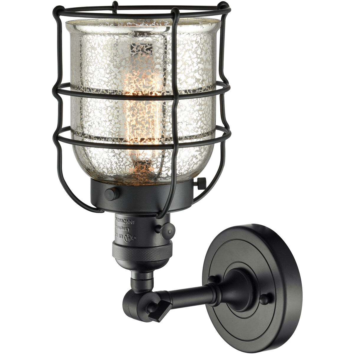 Franklin Restoration Small Bell Cage LED 6 inch Matte Black Sconce Wall Light, Franklin Restoration