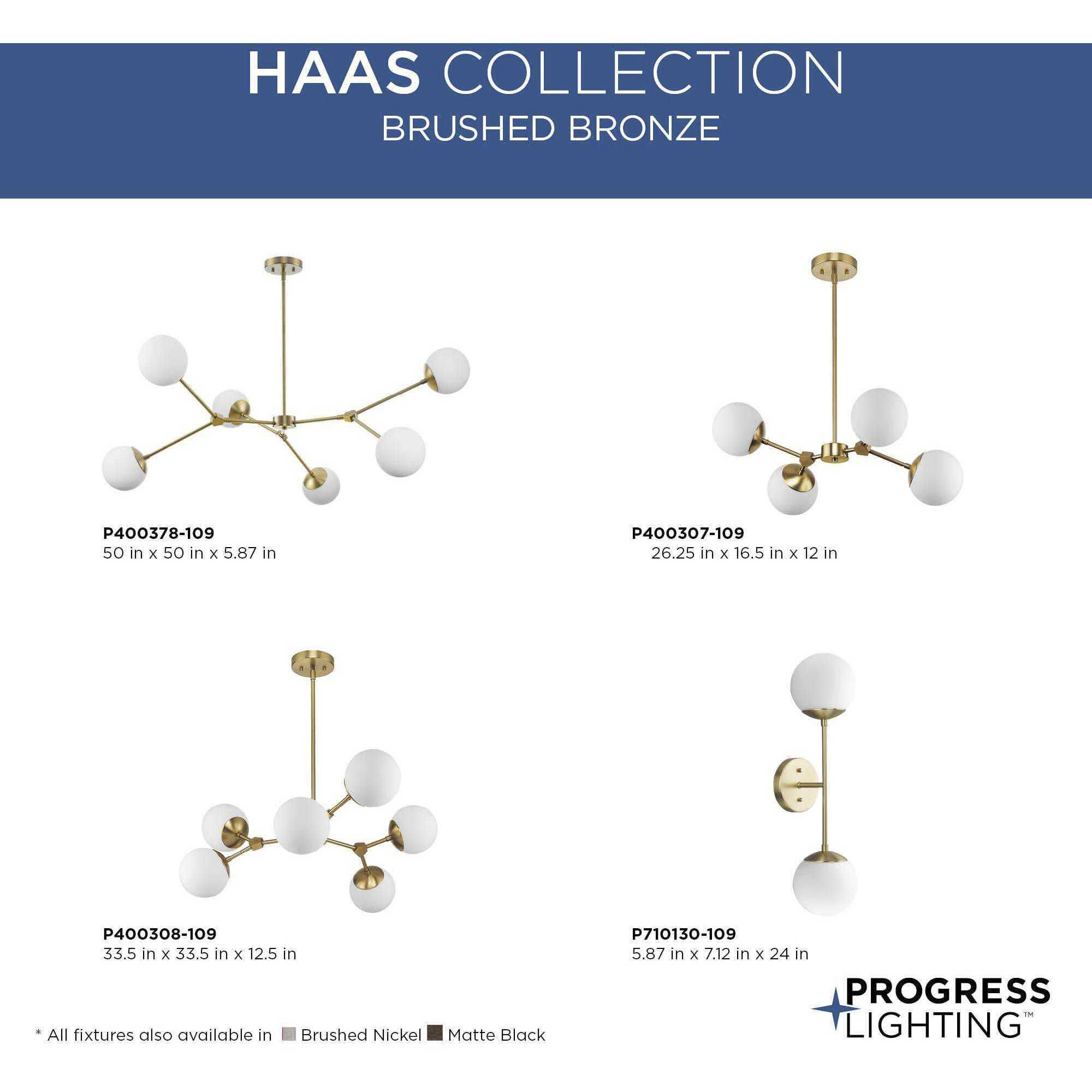 Haas 6 Light 33.5 inch Brushed Bronze Chandelier Ceiling Light, Design Series