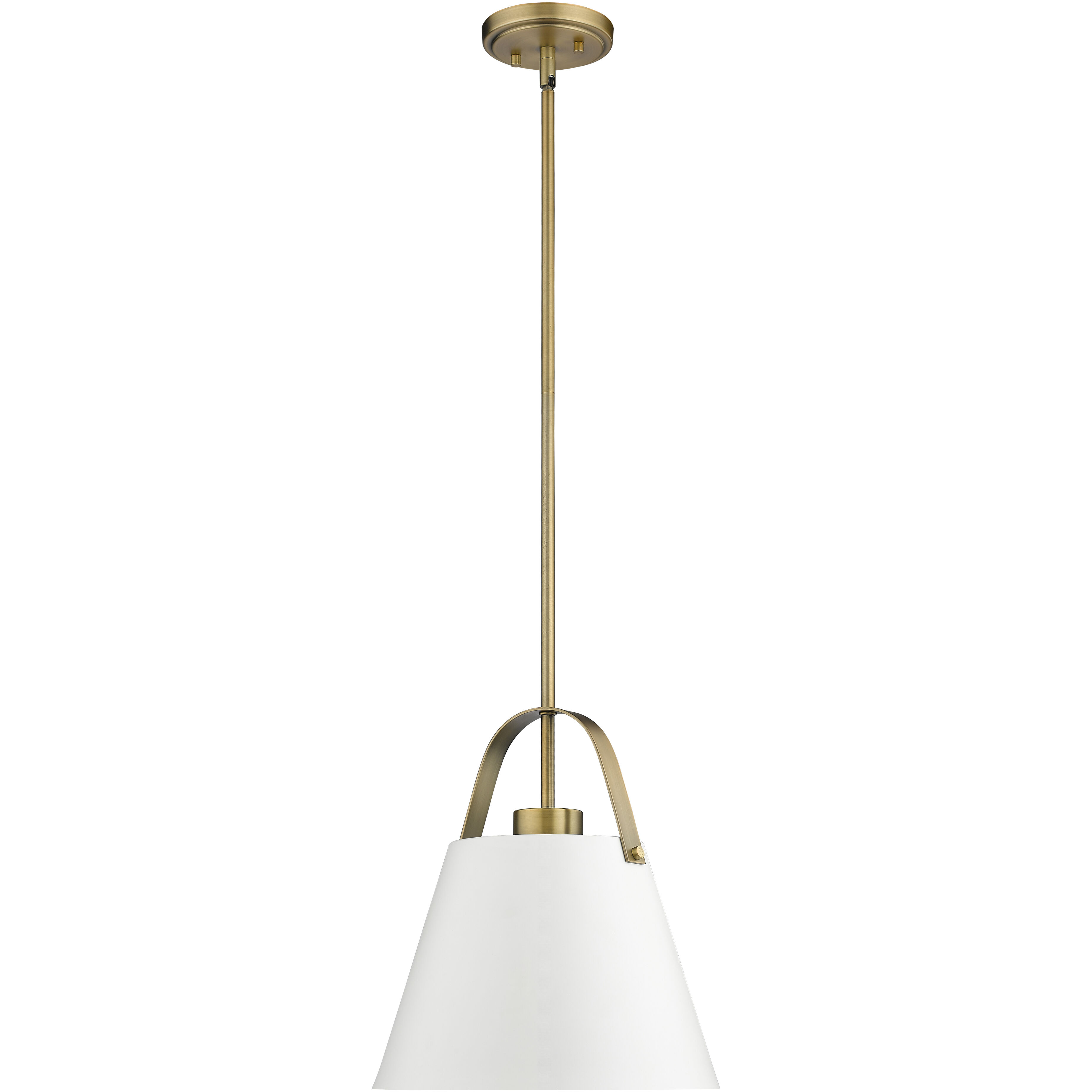 Z-Studio 1 Light 12.5 inch Matte White and Heritage Brass Pendant Ceiling Light