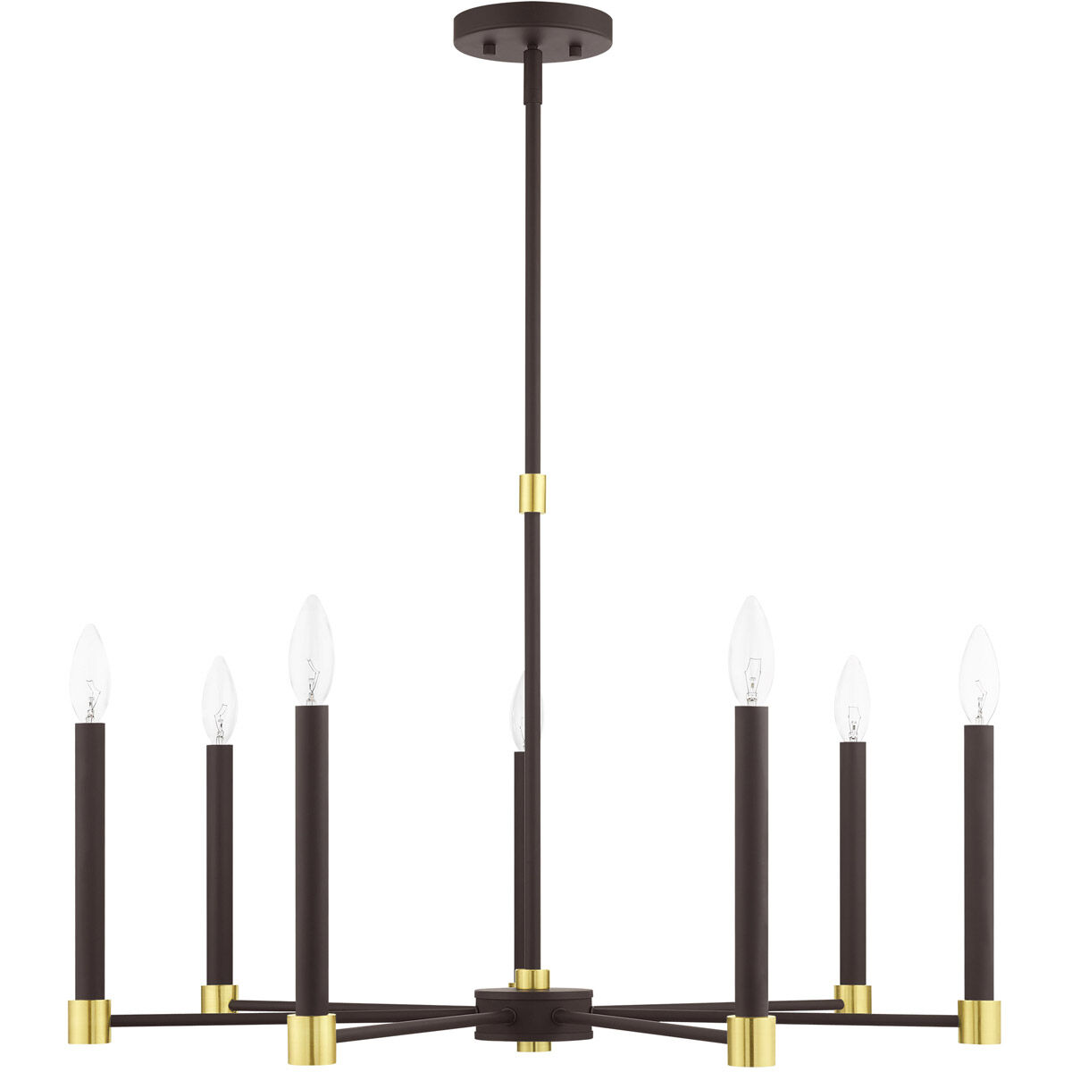Karlstad 7 Light 28 inch Bronze with Satin Brass Accents Chandelier Ceiling Light