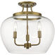 Joliet 3 Light 15.75 inch Olde Brass Semi Flush Mount Ceiling Light