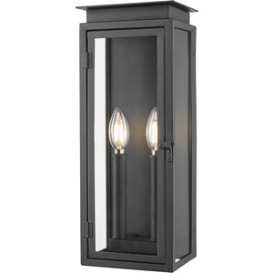 Nova 2 Light 16.5 inch Black Outdoor Wall Light in Clear Glass