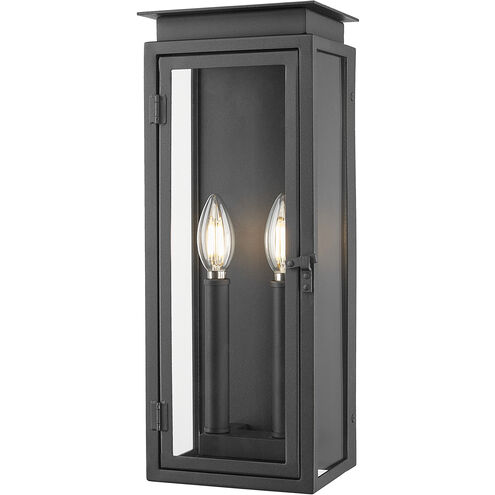 Nova 2 Light 16.5 inch Black Outdoor Wall Light in Clear Glass