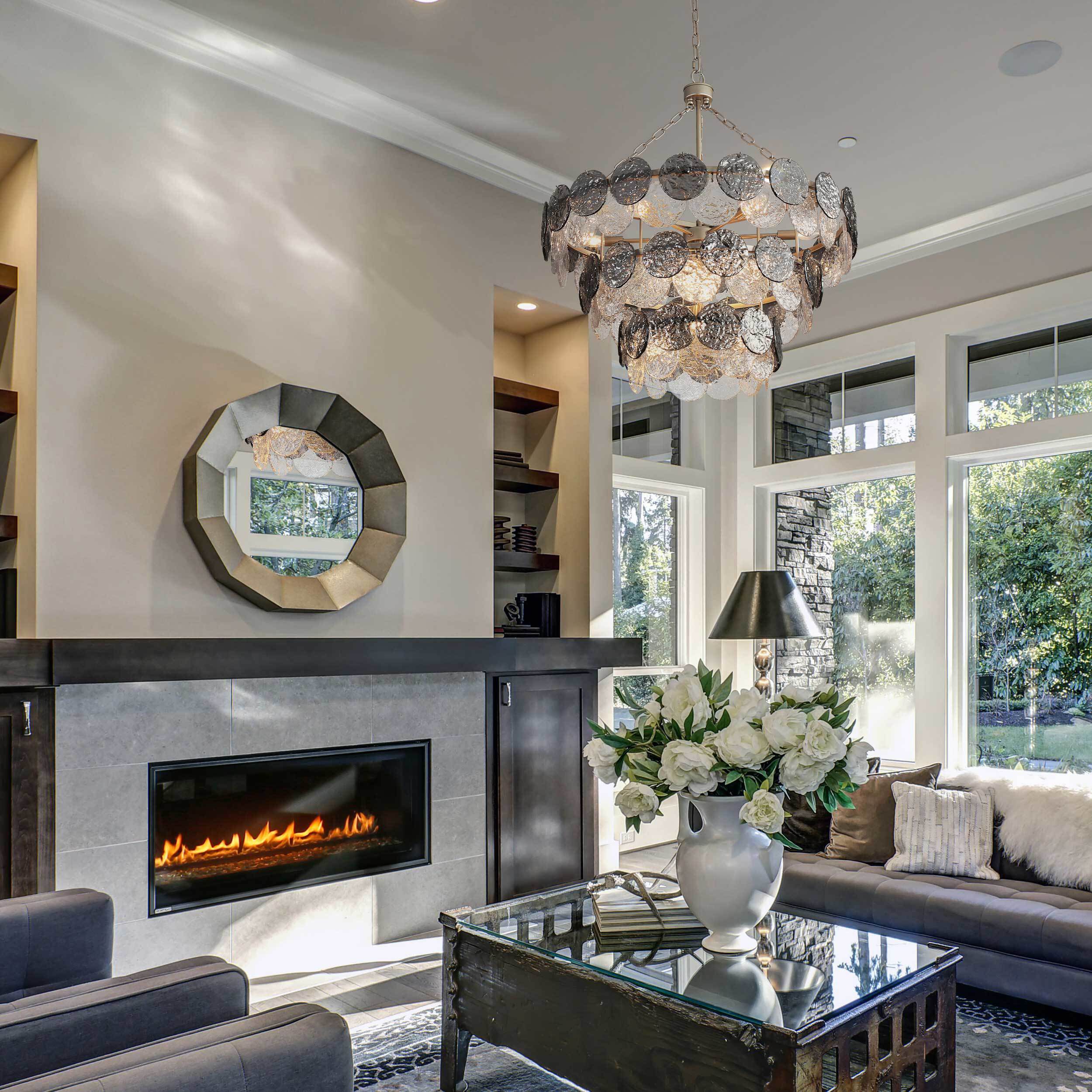 Yep Cascada Pendant Ceiling Light in Smoke Plated Glass, 3 Tier