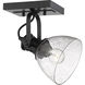 Hines 1 Light 7 inch Matte Black Semi-flush Ceiling Light in Seeded Glass, Damp