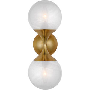 AERIN Cristol 2 Light 6 inch Hand-Rubbed Antique Brass Double Sconce Wall Light, Small