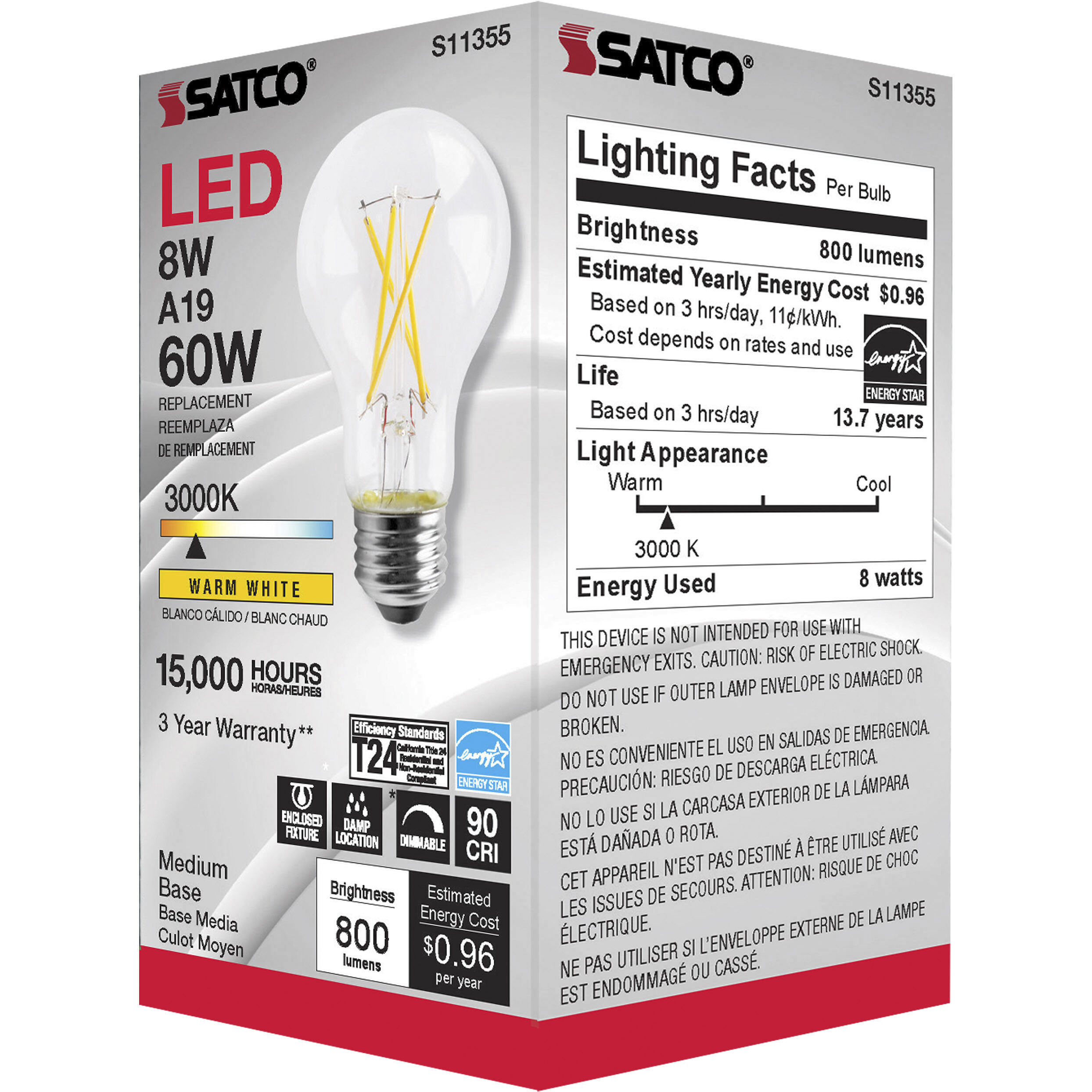 Lumos LED 8.00 watt 120 3000K Light Bulb