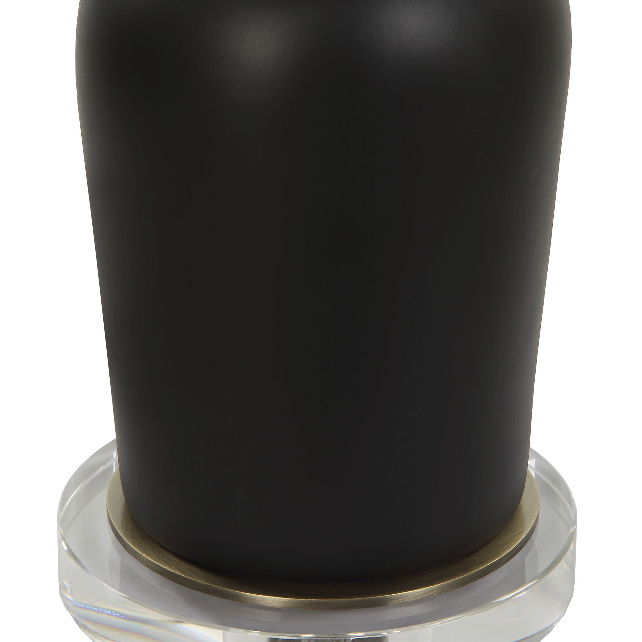 Caviar 32.75 inch 150.00 watt Matte Black and Antique Brass with Crystal Table Lamp Portable Light