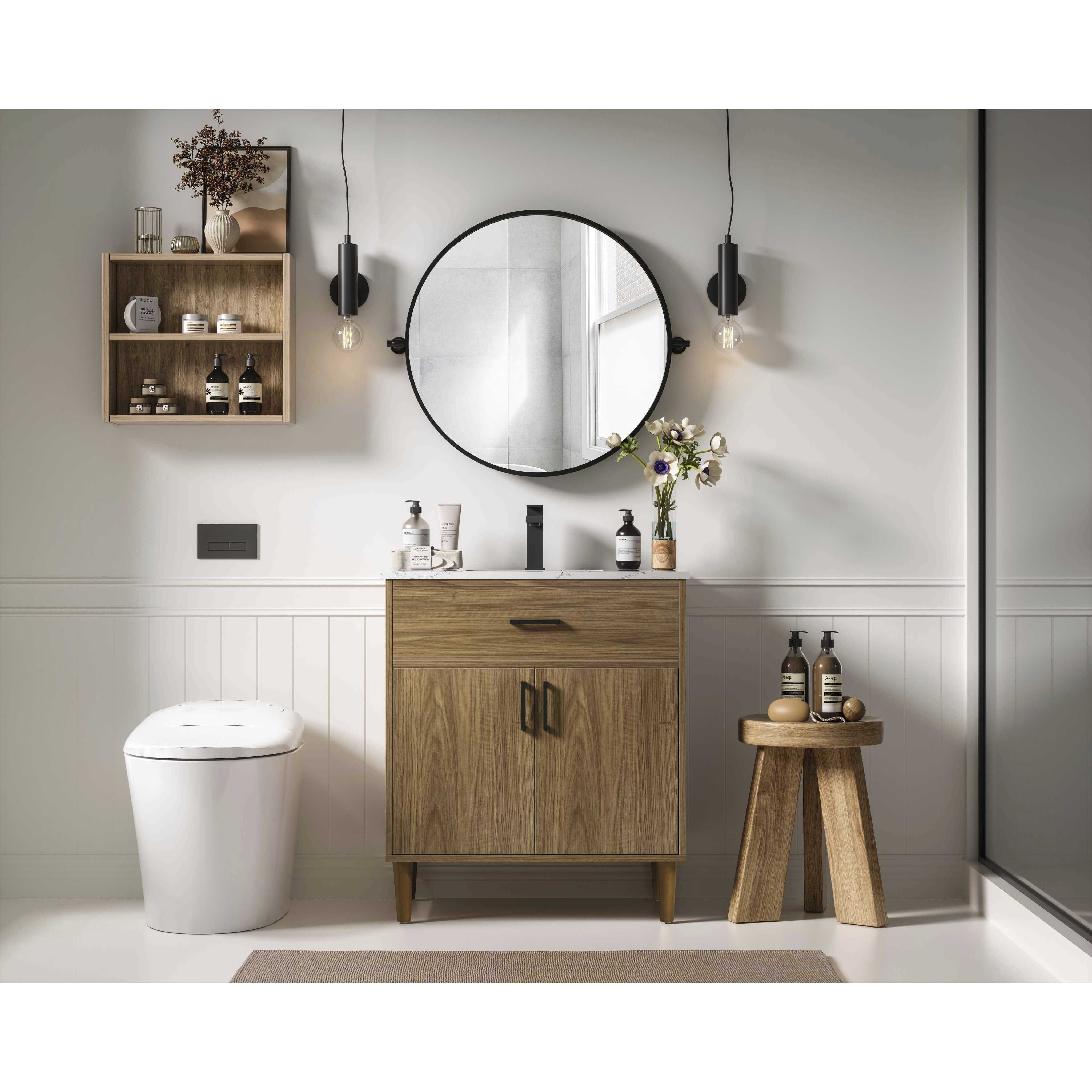 Chandler 30 X 34 inch Walnut Brown Bathroom Vanity Cabinet