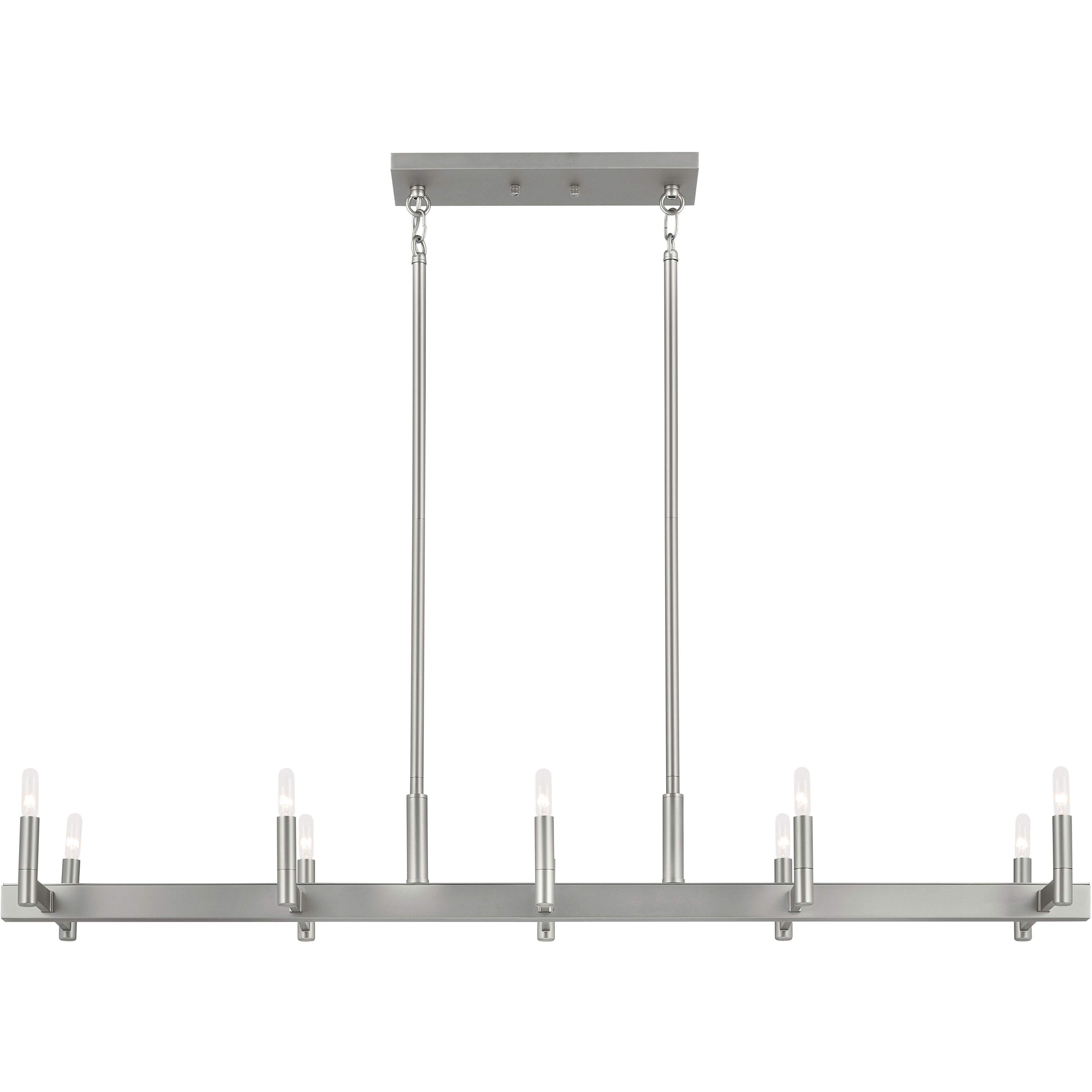 Erzo 10 Light 12.75 inch Satin Nickel Chandelier Linear Ceiling Light, Single