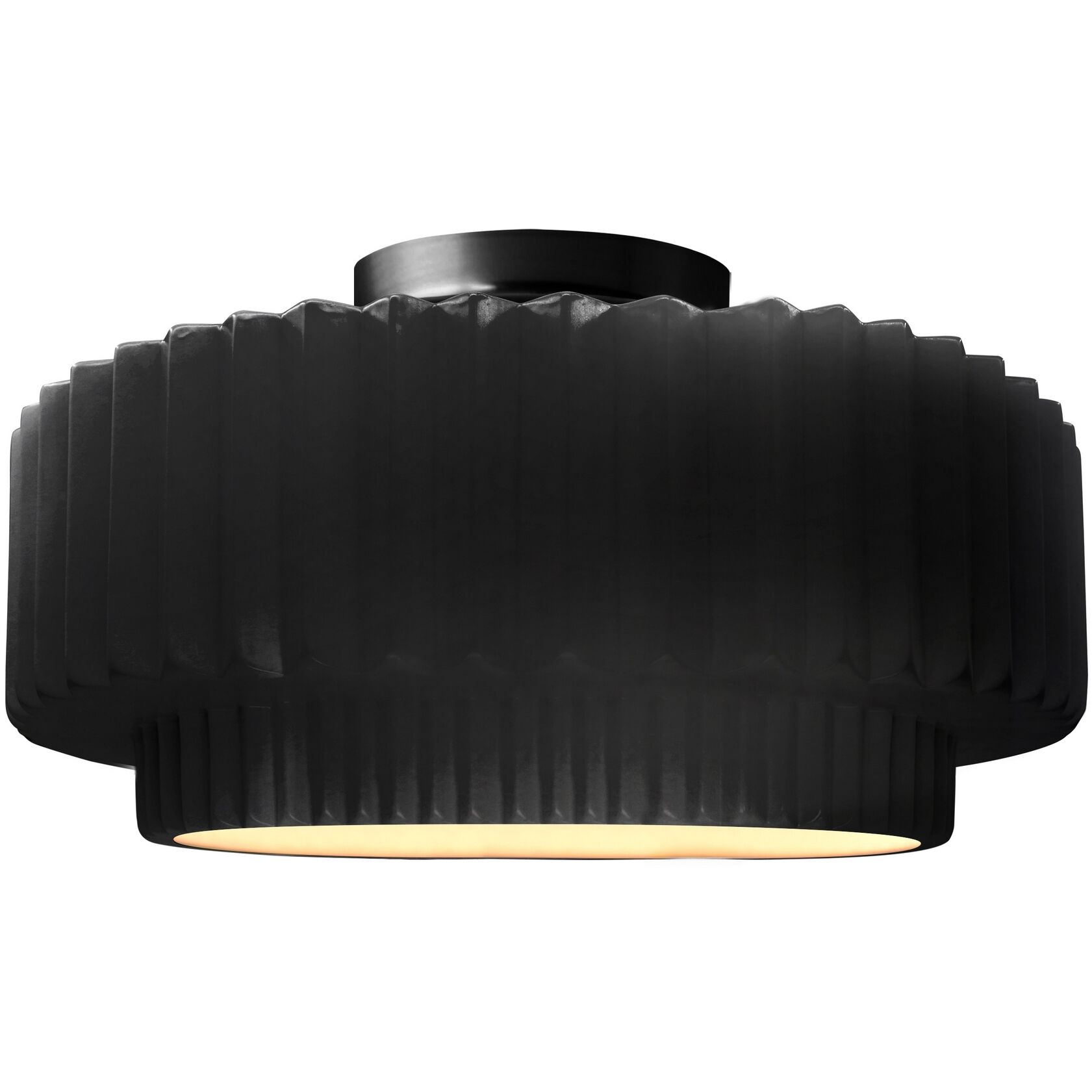 Radiance Collection - Pleated Tier 1 Light 12 inch Gloss Black Semi-Flush Ceiling Light, Form+Finish+Function