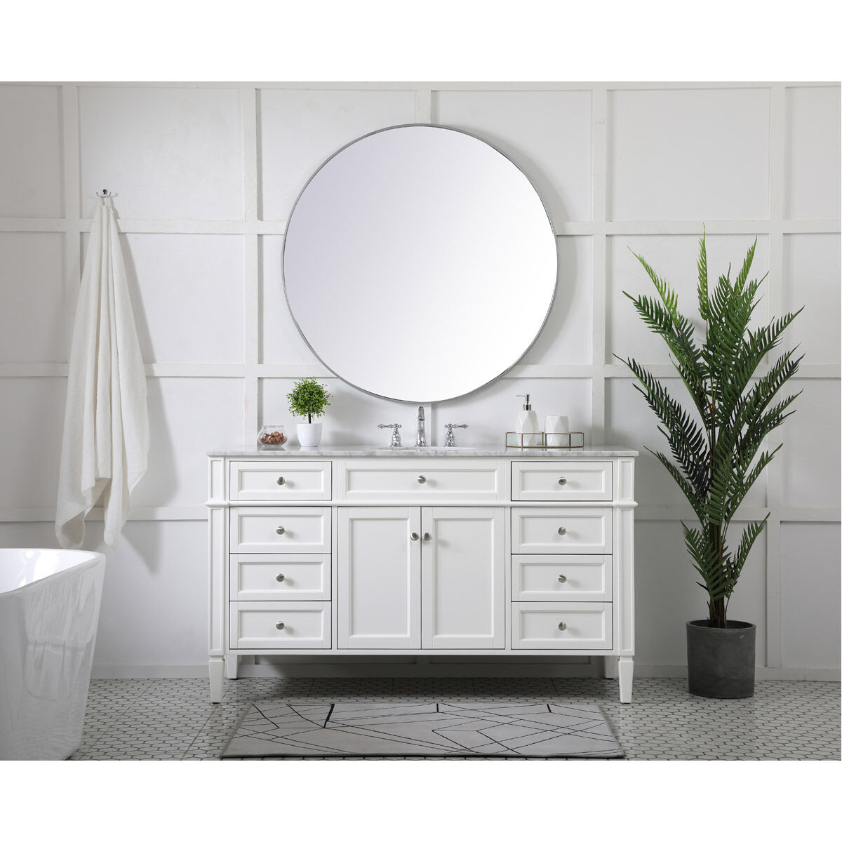 Park Avenue 60 X 22 X 35 inch White Vanity Sink Set