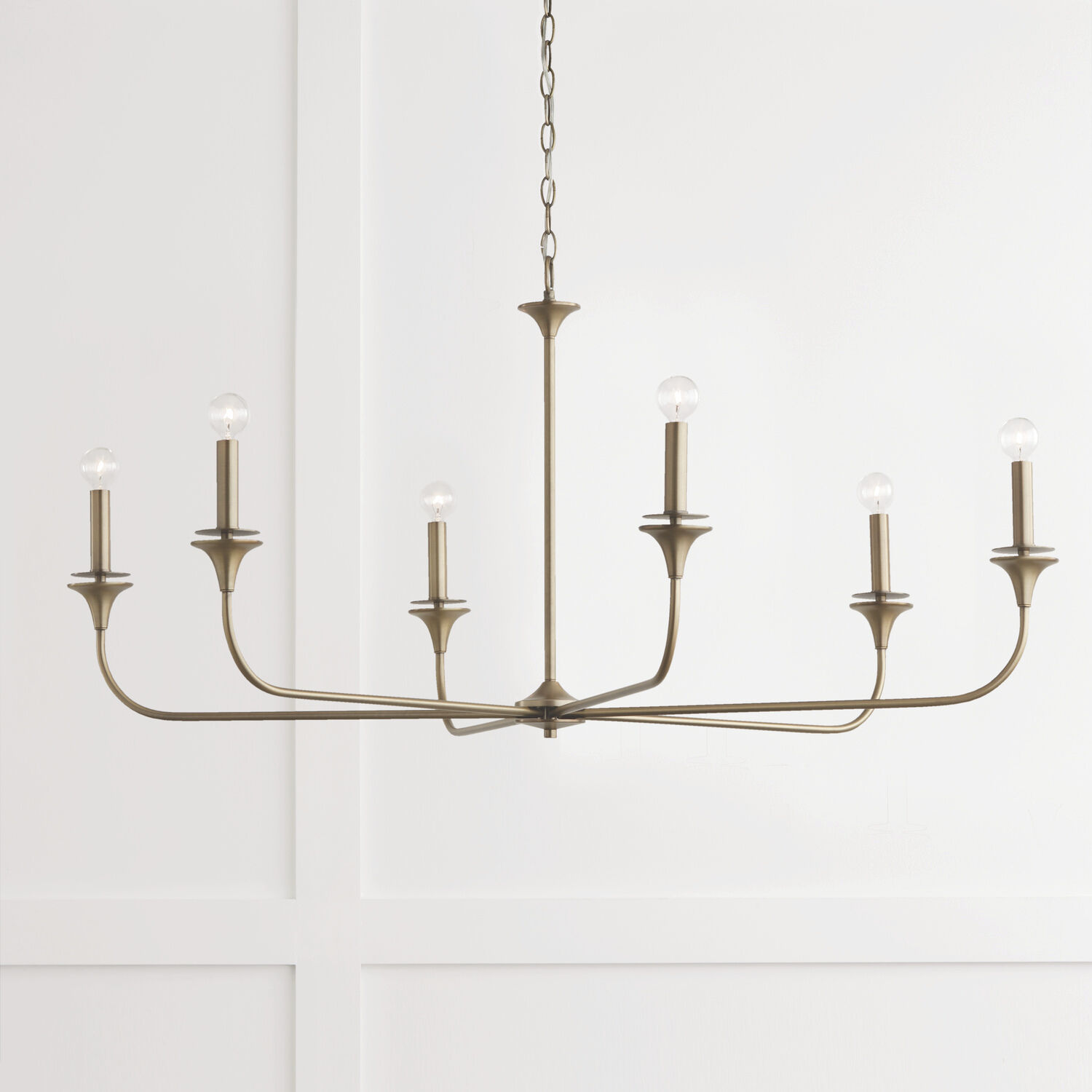 Presley 6 Light 49 inch Aged Brass Chandelier Ceiling Light