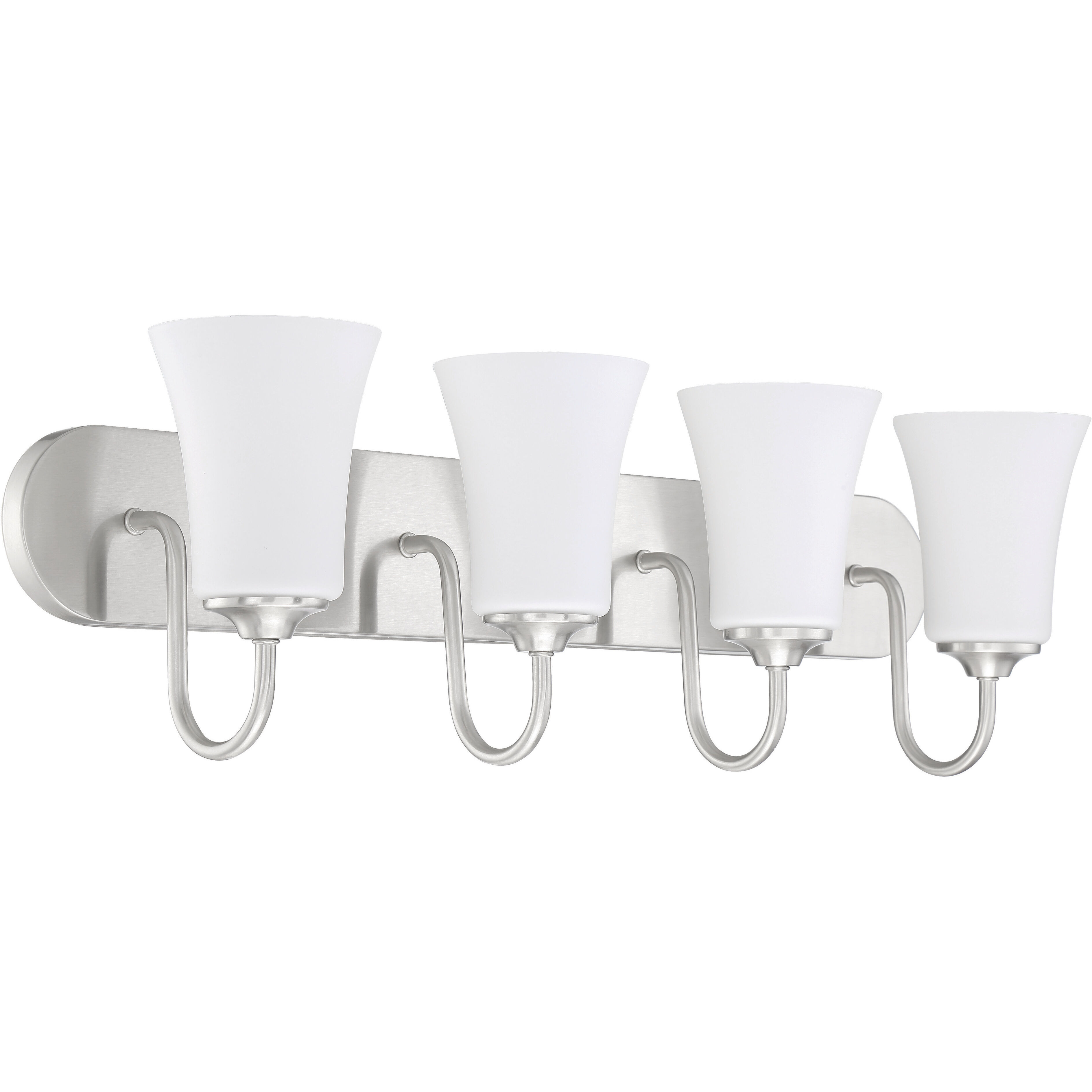 Neighborhood Gwyneth 4 Light 30 inch Brushed Polished Nickel Vanity Light Wall Light in White Frost Glass, Neighborhood Collection