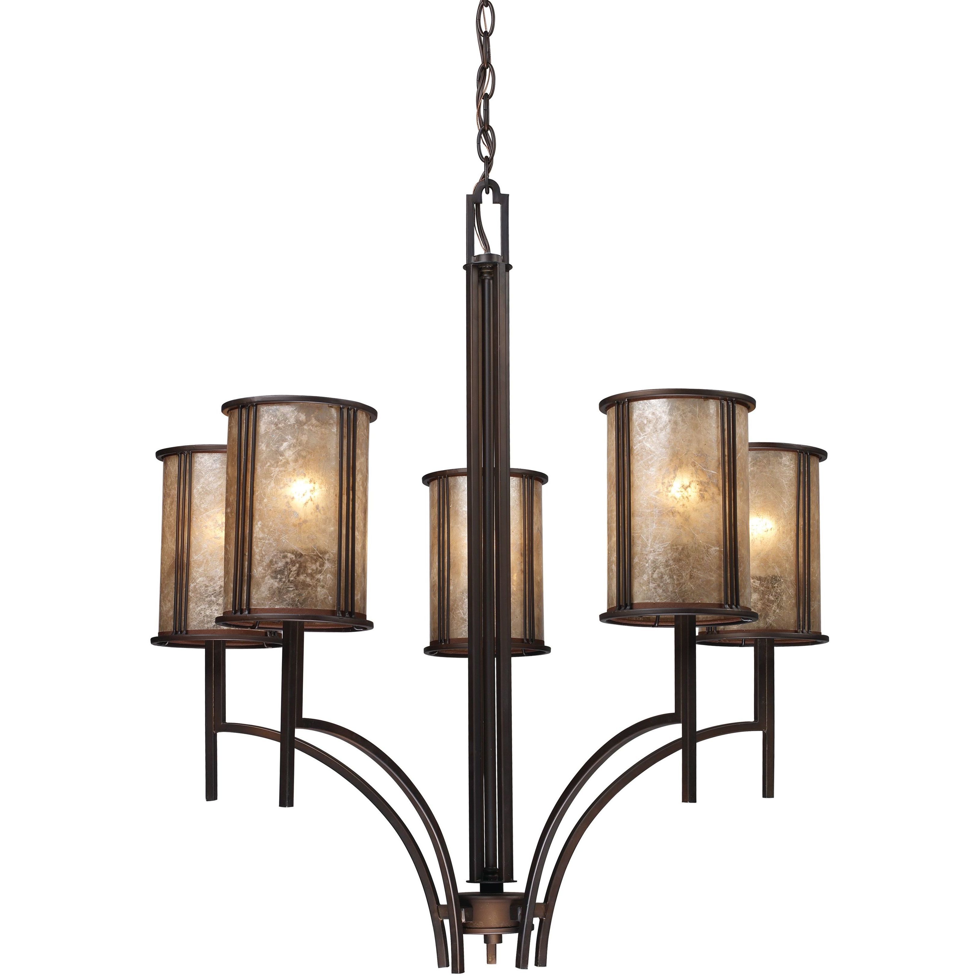 Barringer 5 Light 29 inch Aged Bronze with Tan Chandelier Ceiling Light
