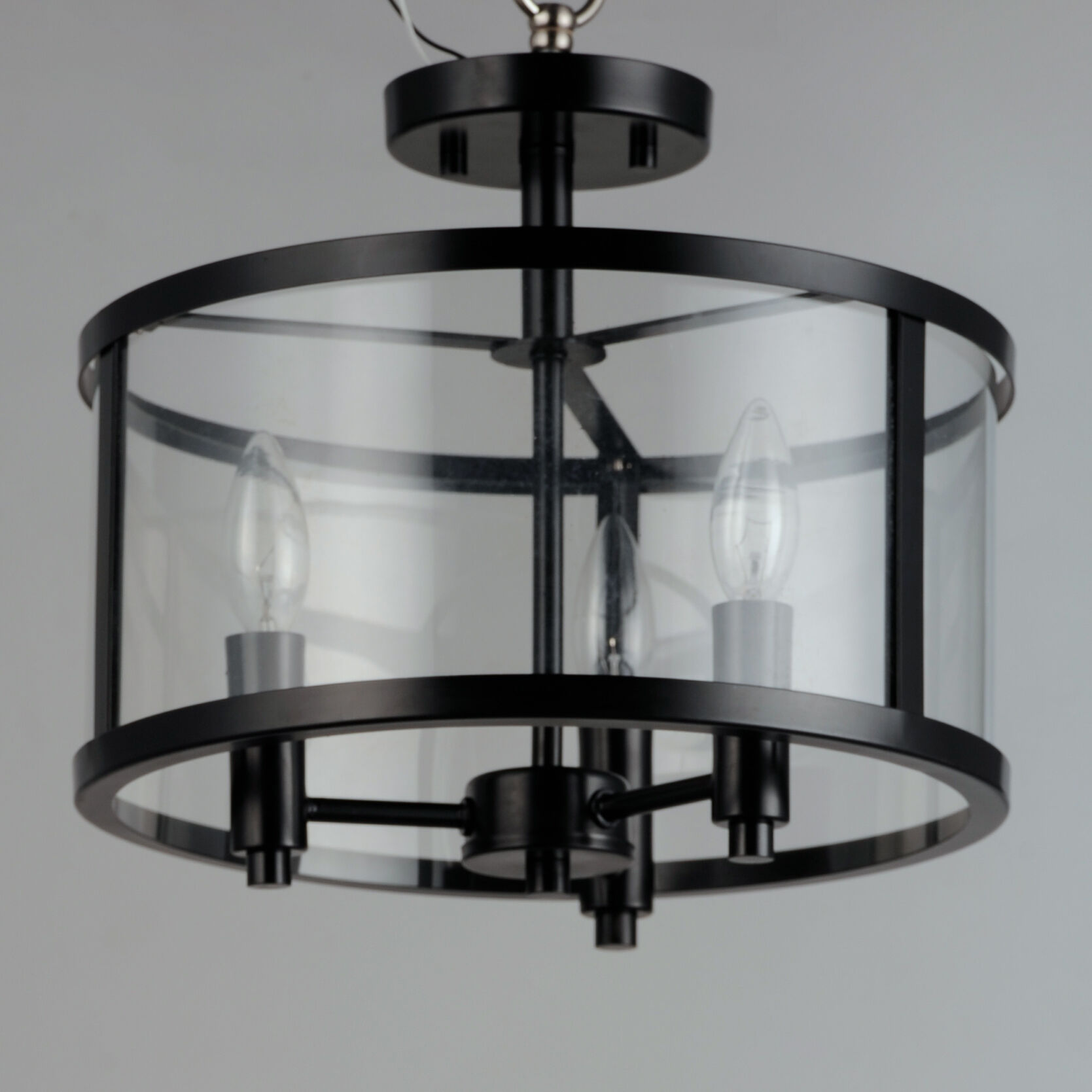 Sentinel 3 Light 13 inch Black Semi-Flush Mount Ceiling Light