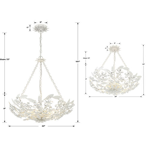 Marselle 6 Light 24 inch Matte White Semi Flush Ceiling Light