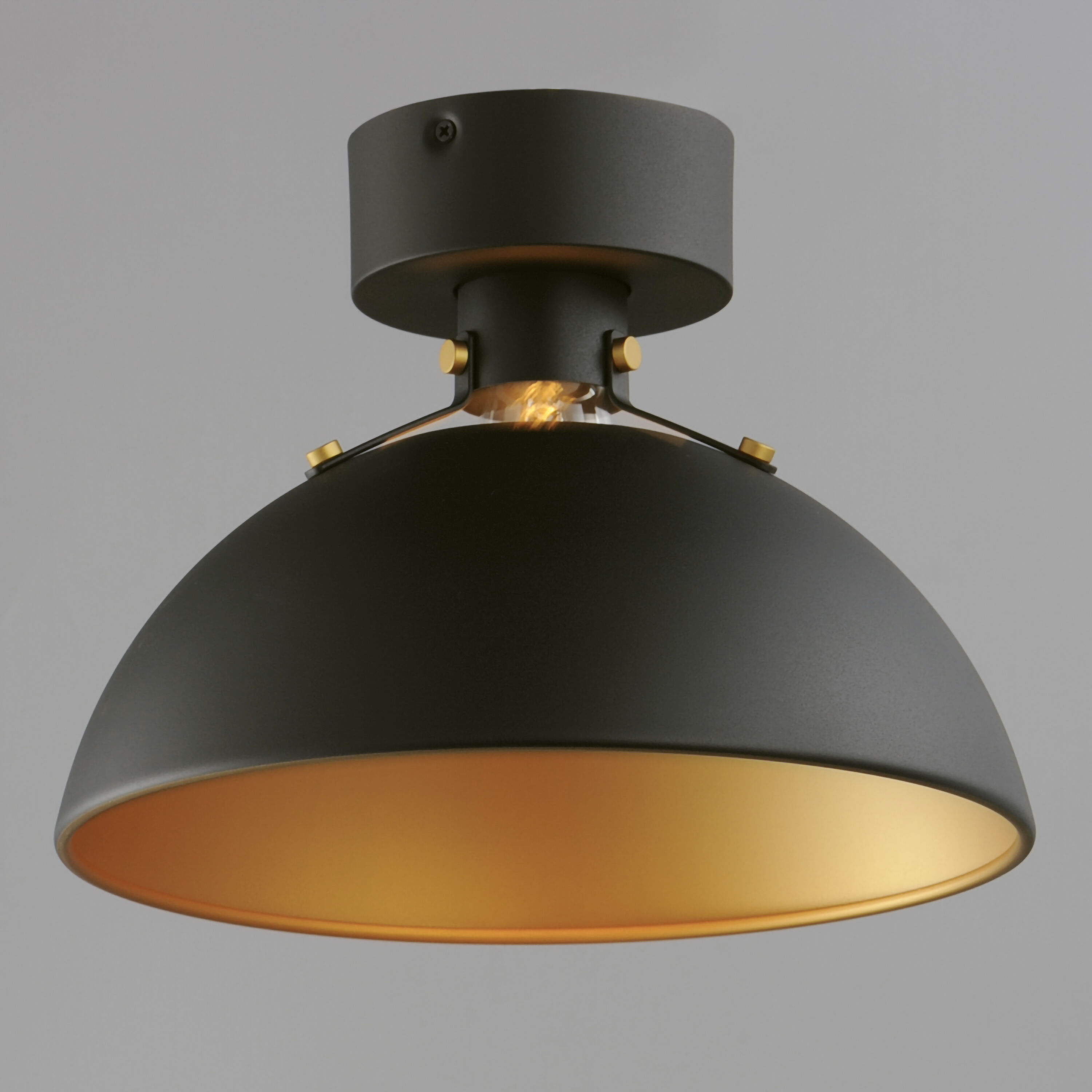 Dawn 1 Light 12 inch Antique Brass/Black Semi-Flush Mount Ceiling Light