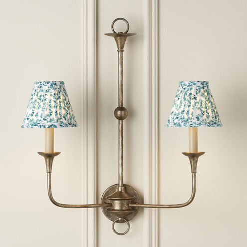 Block Print Aqua and White Pleated Chandelier Shade