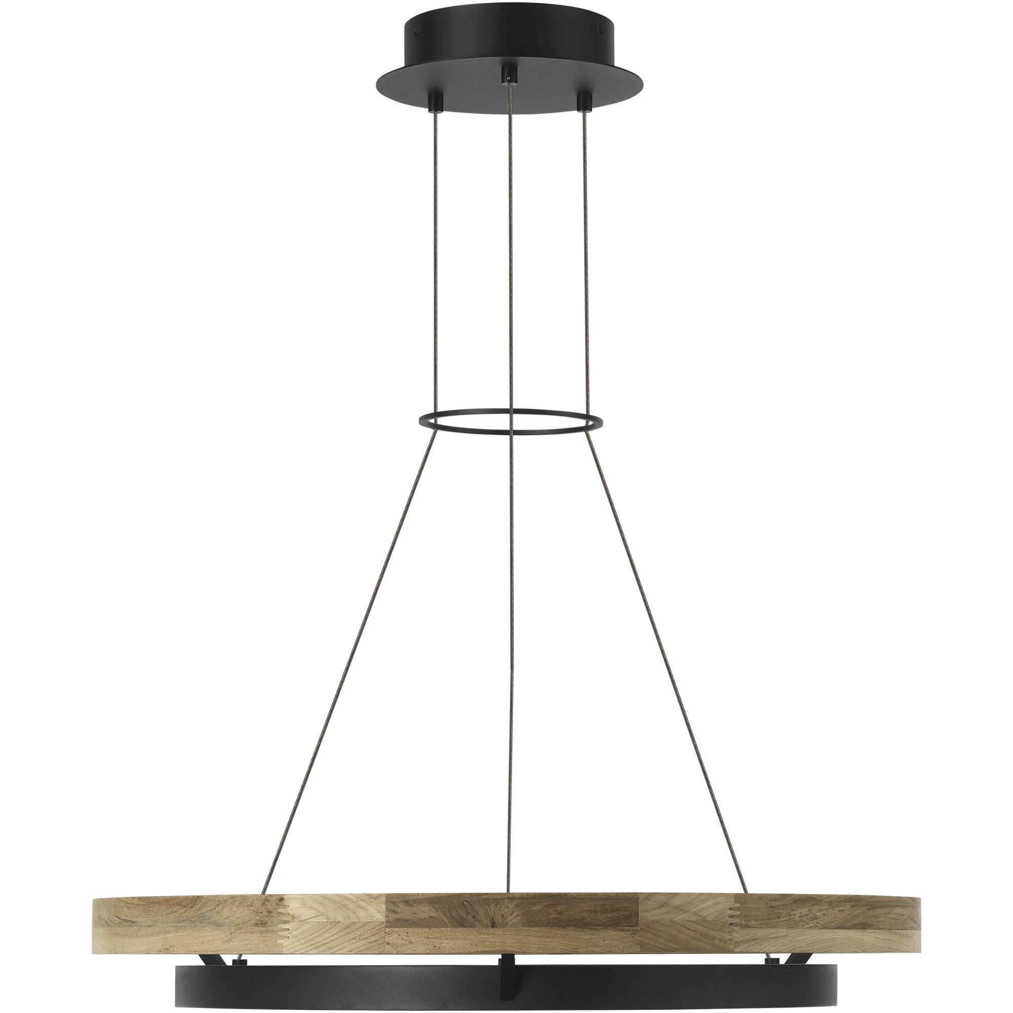 Sean Lavin Grace LED 30 inch Textured Black and Teak Wood Outdoor Chandelier
