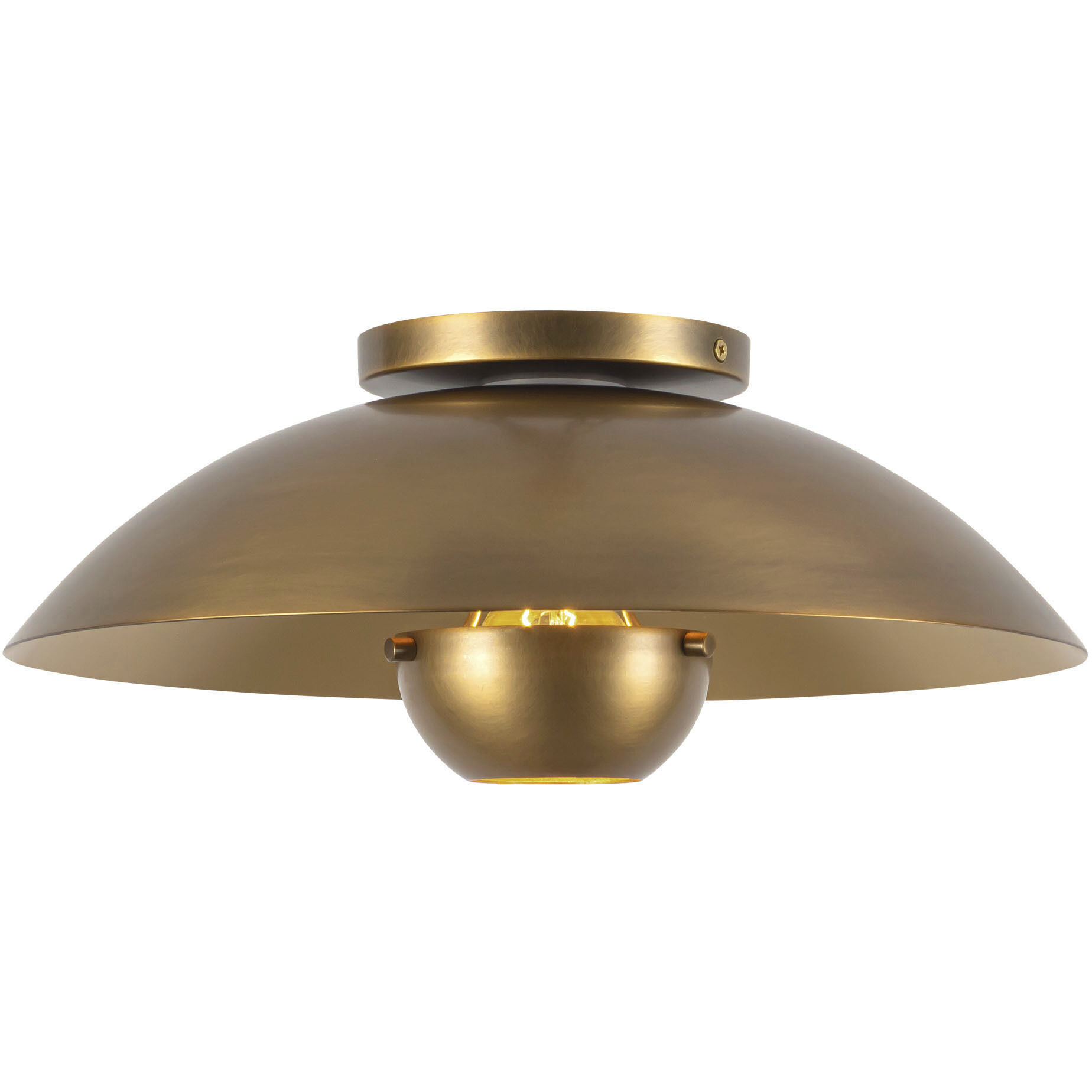 Umbra 1 Light 14 inch Vintage Brass Semi-Flush Mount Ceiling Light in Steel Shade
