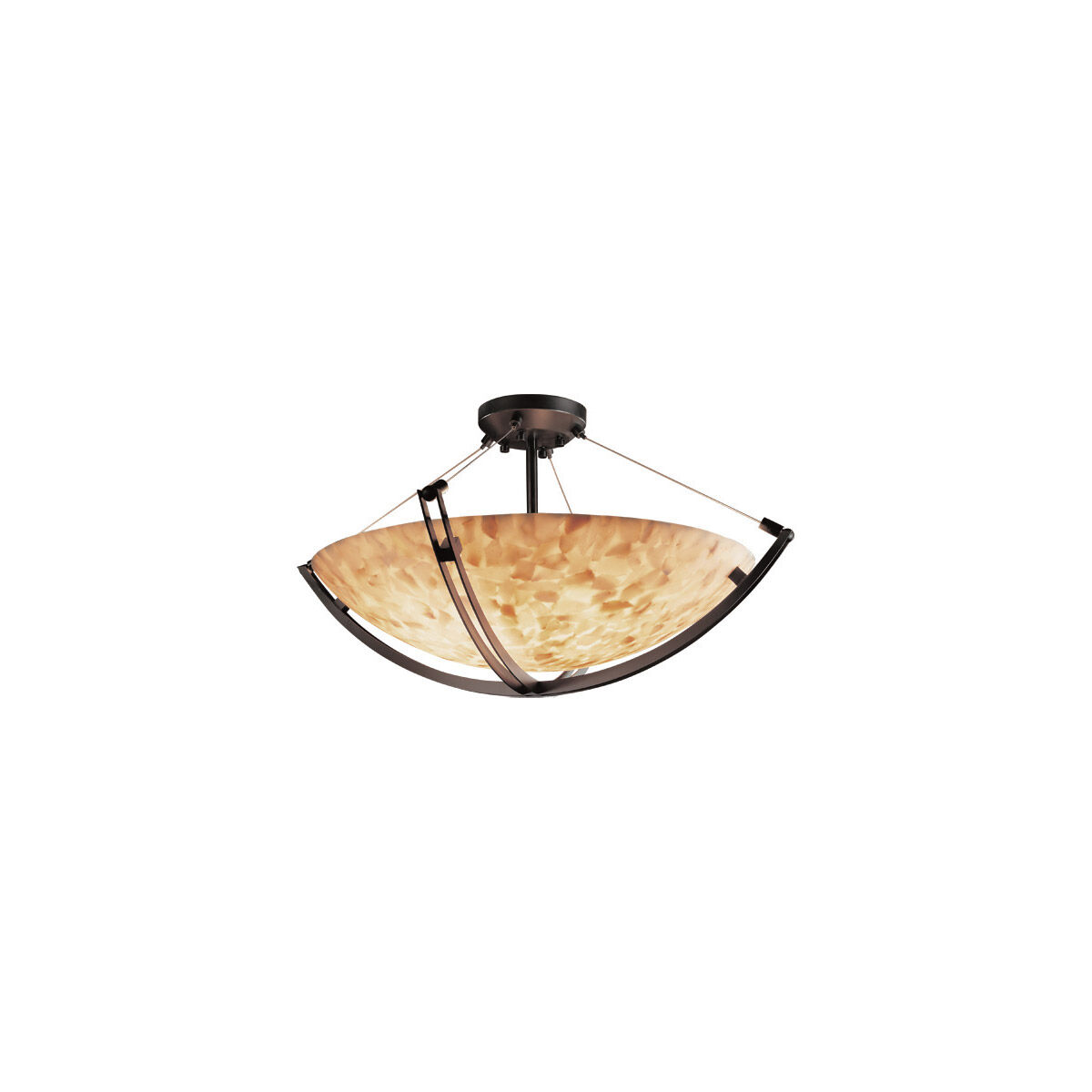 Alabaster Rocks 8 Light Dark Bronze Semi-Flush Bowl Ceiling Light in Round Bowl, Incandescent
