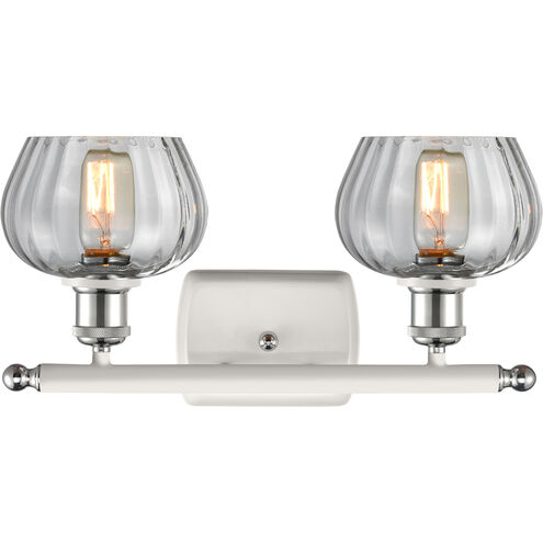 Ballston Fenton LED 16 inch White and Polished Chrome Bath Vanity Light Wall Light in Clear Glass, Ballston