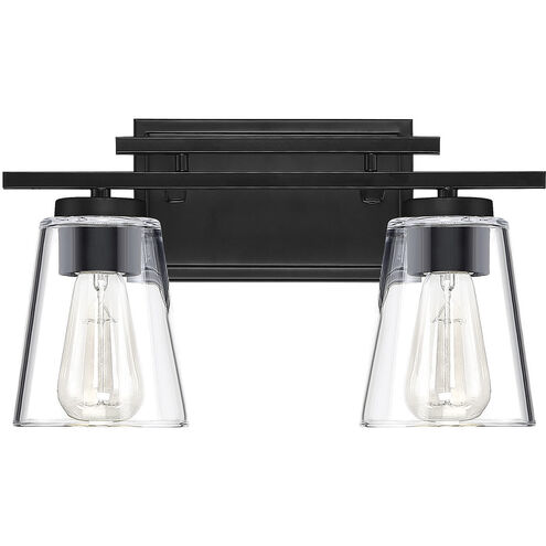 Calhoun 2 Light 14.63 inch Black Bathroom Vanity Light Wall Light, Essentials