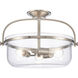 Wentworth 3 Light 17 inch Brushed Nickel Semi Flush Mount Ceiling Light