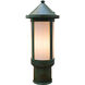 Berkeley 1 Light 11.12 inch Verdigris Patina Post Mount in White Opalescent