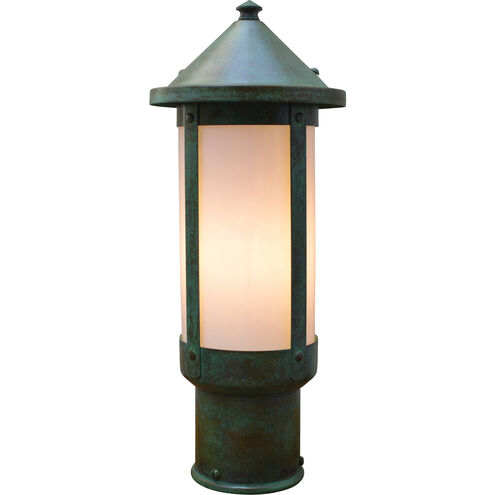 Berkeley 1 Light 11.12 inch Verdigris Patina Post Mount in White Opalescent