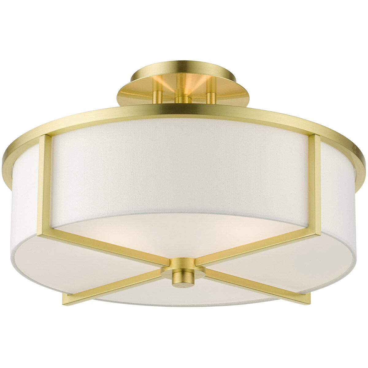 Wesley 3 Light 16 inch Satin Brass Semi Flush Ceiling Light