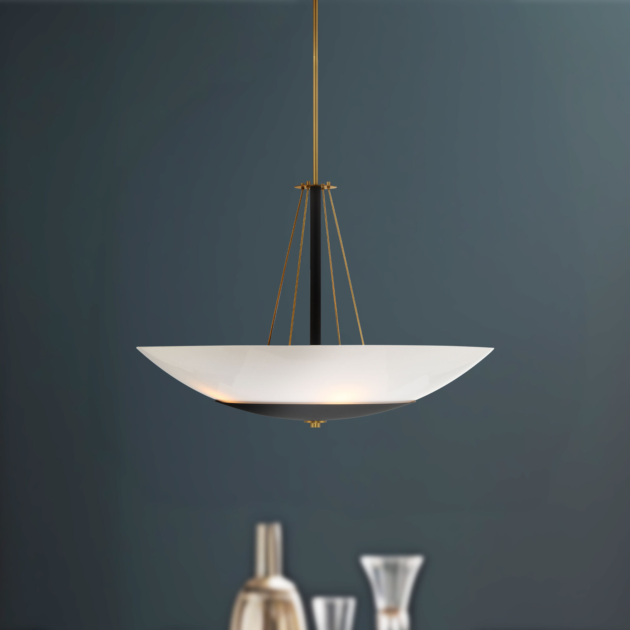 BAX 5 Light 32 inch Sand Coal and Soft Brass Pendant Ceiling Light