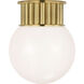 Chapman & Myers Nolan LED 9 inch Antique-Burnished Brass Flush Mount Ceiling Light in White Glass
